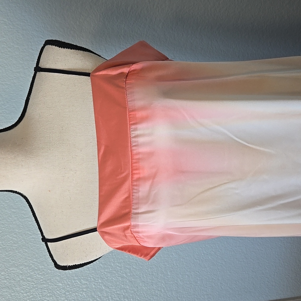 DKNY Tie Dye Print Asymmetric Midi Dressi Sz LARGE Peach Blue Boho - Picture 3 of 16